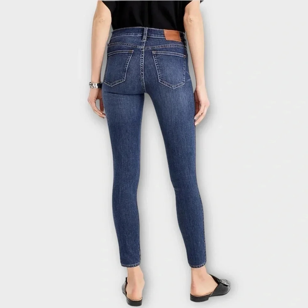 J. Crew High Waist Curvy Raw Hem Toothpick Blue Denim Jeans Size 32 Tall - Picture 3 of 11